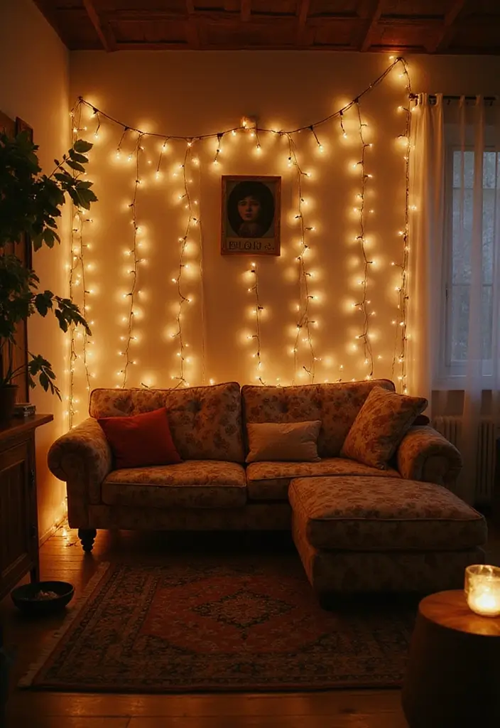 27 Living Room Fairy Lights Ideas That Add Magic and Glow - 23. Wrap Around Furniture