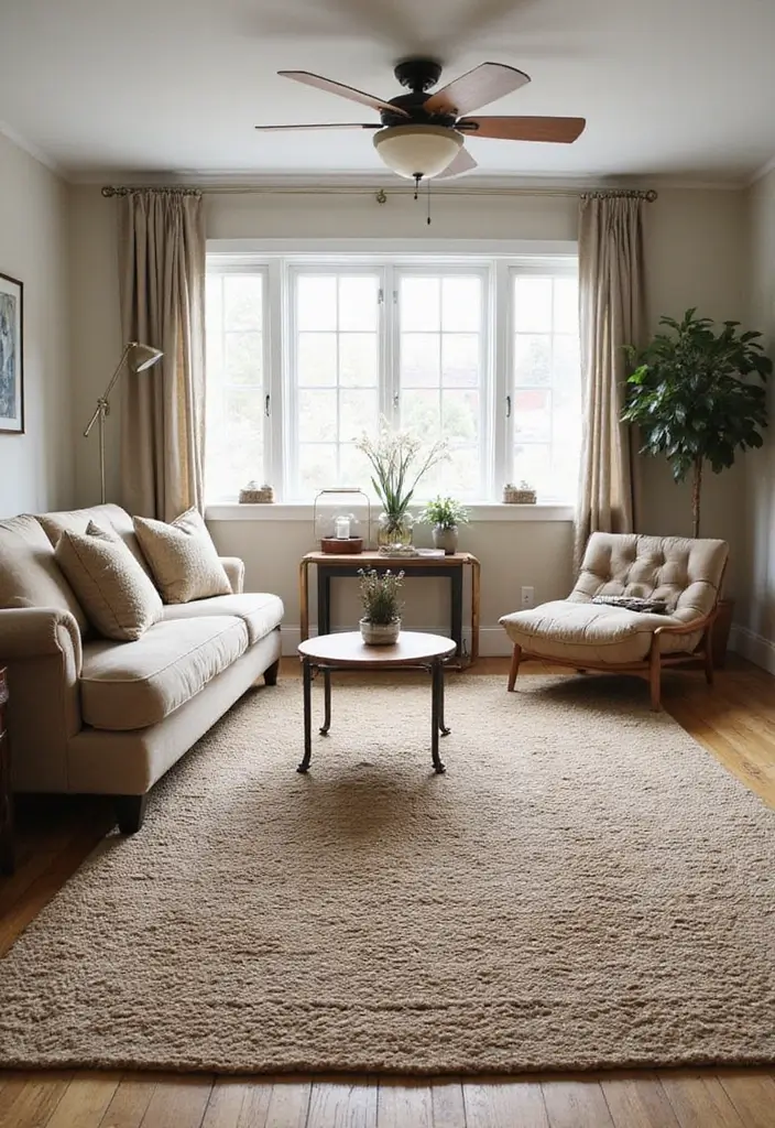 27 Neutral Living Room Rug Ideas That Ground Your Space Beautifully - 14. Khaki Hand-Knotted Rug