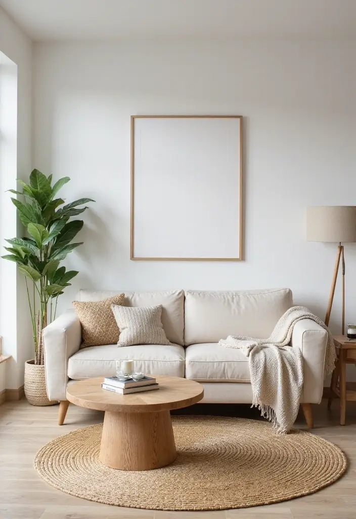 27 Neutral Living Room Rug Ideas That Ground Your Space Beautifully - 9. Eco-Friendly Bamboo Rug