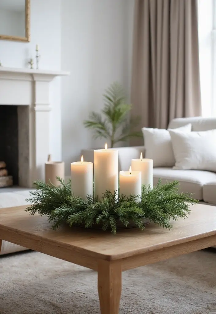 27 Small Living Room Christmas Decor Ideas That Feel Cozy and Festive - 12. Understated Holiday Centerpieces