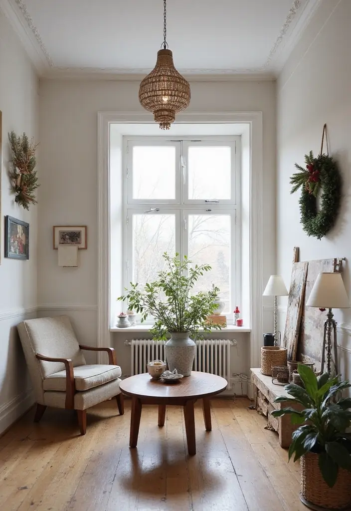 27 Small Living Room Christmas Decor Ideas That Feel Cozy and Festive - 22. Vintage Finds