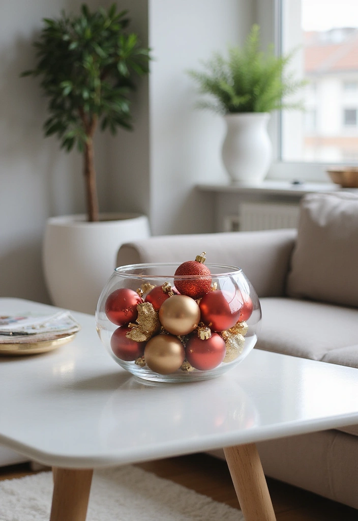 27 Small Living Room Christmas Decor Ideas That Feel Cozy and Festive - 7. Decorative Ornaments in Bowls