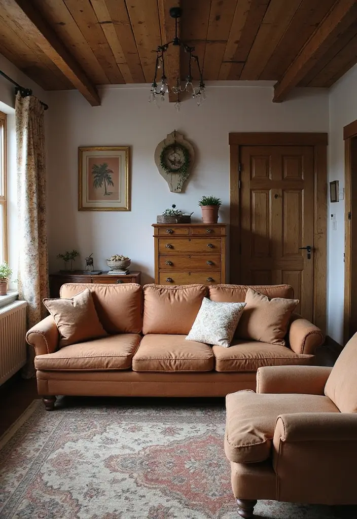 27 Three and Two Seater Sofa Living Room Layout Ideas That Work - 14. Rustic Charm