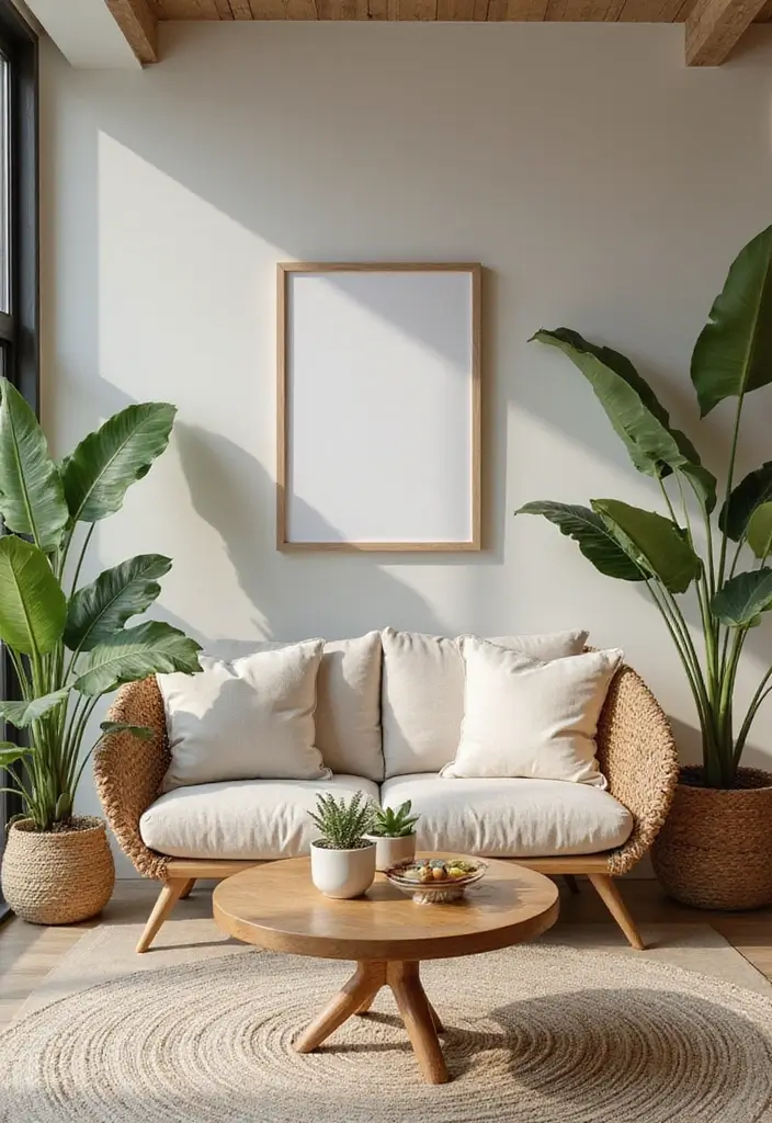 27 Three and Two Seater Sofa Living Room Layout Ideas That Work - 17. Nature-Inspired Elements