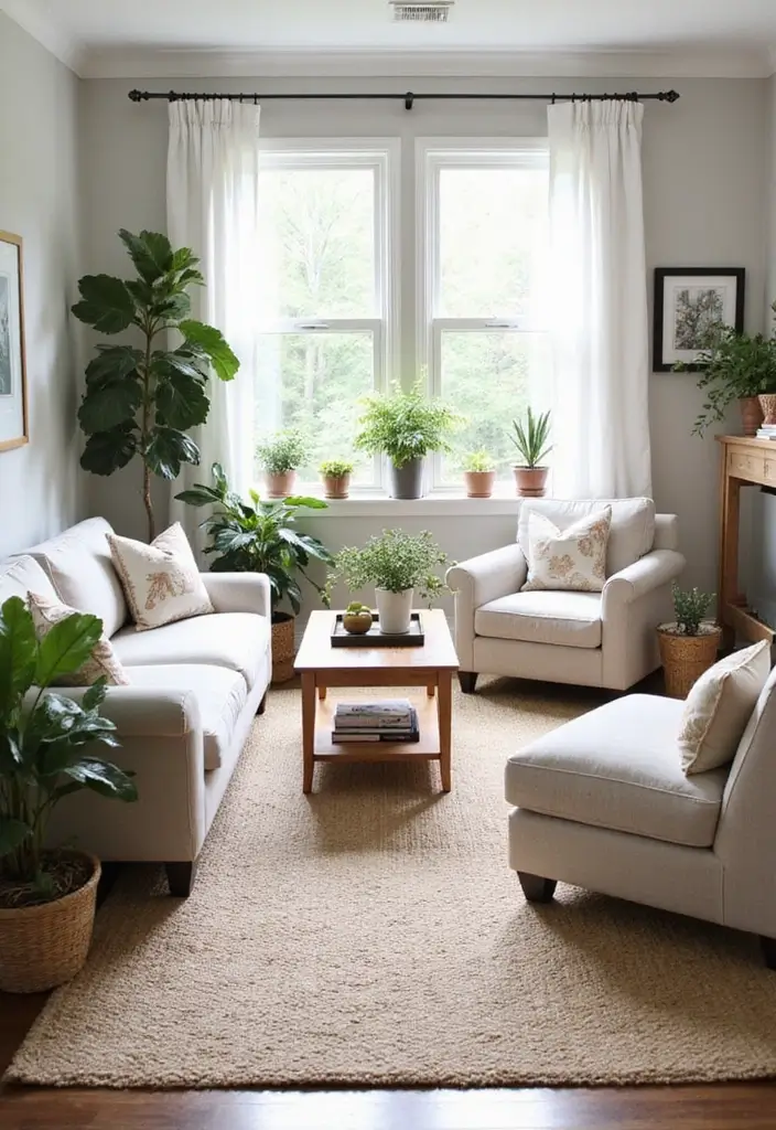 27 Three and Two Seater Sofa Living Room Layout Ideas That Work - 23. Seasonal Decor Shuffle