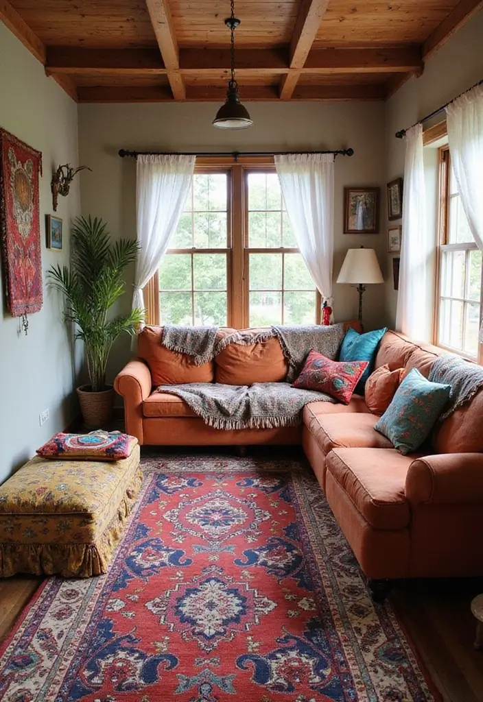 27 Three and Two Seater Sofa Living Room Layout Ideas That Work - 8. Bohemian Charm