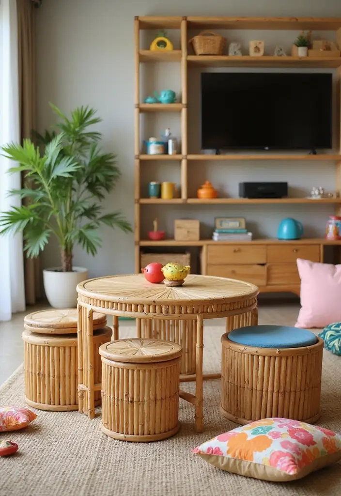 28 Bamboo Living Room Ideas That Feel Natural and Relaxing - 13. Bamboo Furniture for Children’s Play Areas