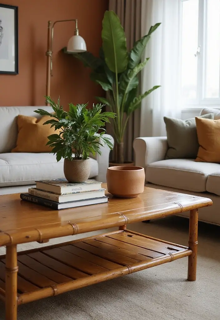 28 Bamboo Living Room Ideas That Feel Natural and Relaxing - 2. Elegant Bamboo Coffee Tables