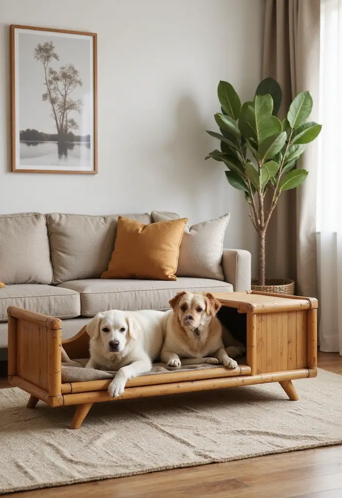 28 Bamboo Living Room Ideas That Feel Natural and Relaxing - 21. Bamboo Pet Furniture