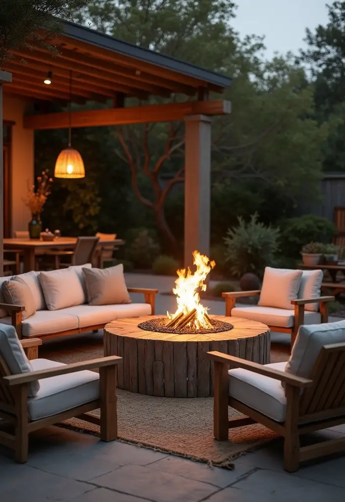 28 Bamboo Living Room Ideas That Feel Natural and Relaxing - 27. Bamboo Fire Pit Tables