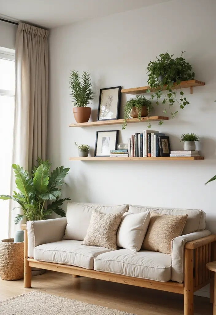 28 Bamboo Living Room Ideas That Feel Natural and Relaxing - 3. Bamboo Wall Shelves