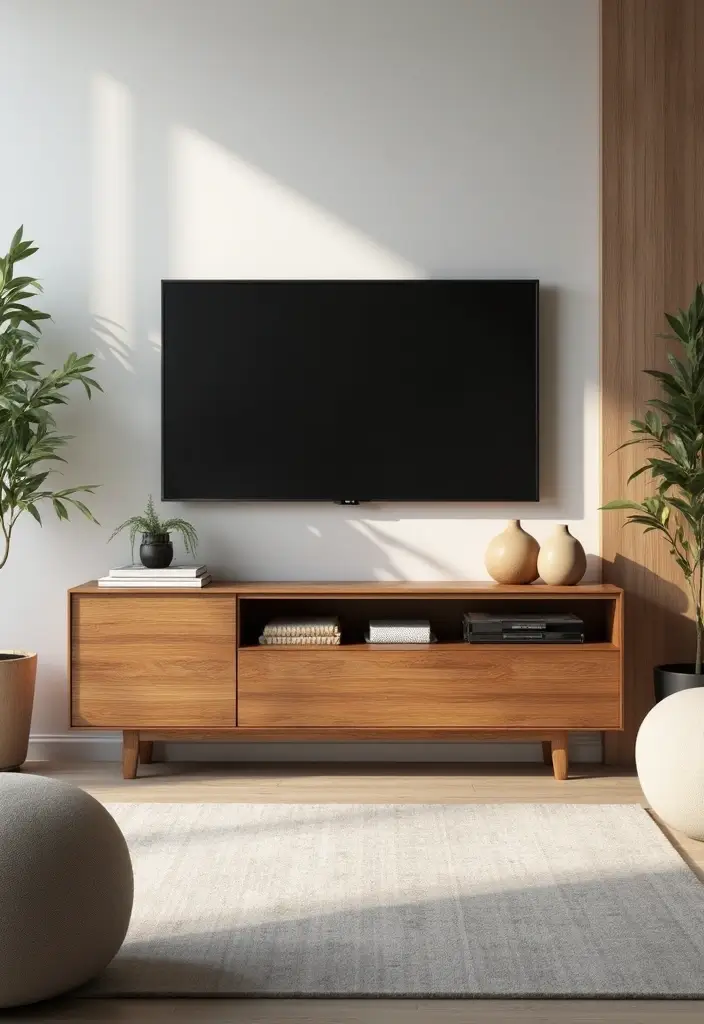 28 Bamboo Living Room Ideas That Feel Natural and Relaxing - 8. Bamboo Media Consoles