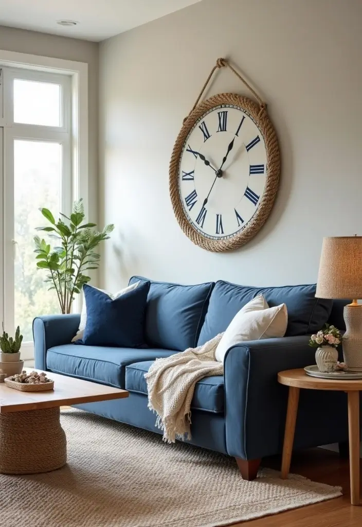 28 Blue and Beige Living Room Ideas That Feel Calm and Balanced - 1. Nautical Escape
