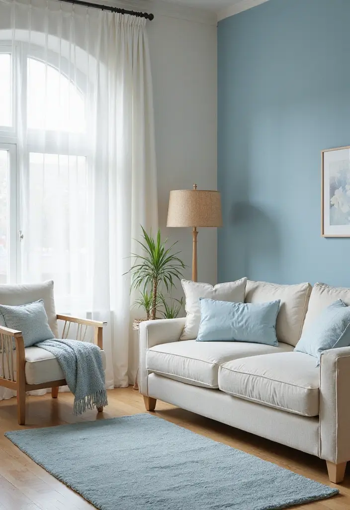 28 Blue and Beige Living Room Ideas That Feel Calm and Balanced - 11. Light and Airy