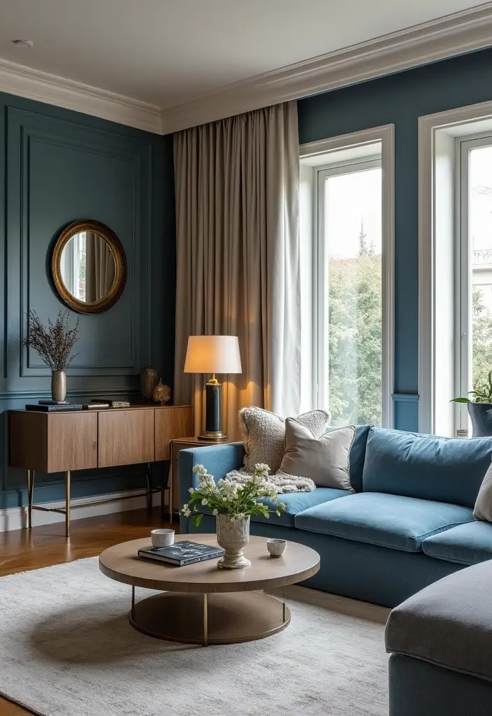 28 Blue and Beige Living Room Ideas That Feel Calm and Balanced - 12. Sophisticated Elegance