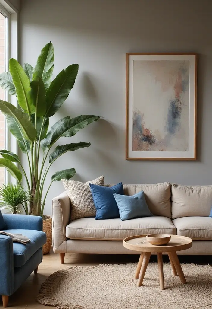 28 Blue and Beige Living Room Ideas That Feel Calm and Balanced - 13. Earthy Tones