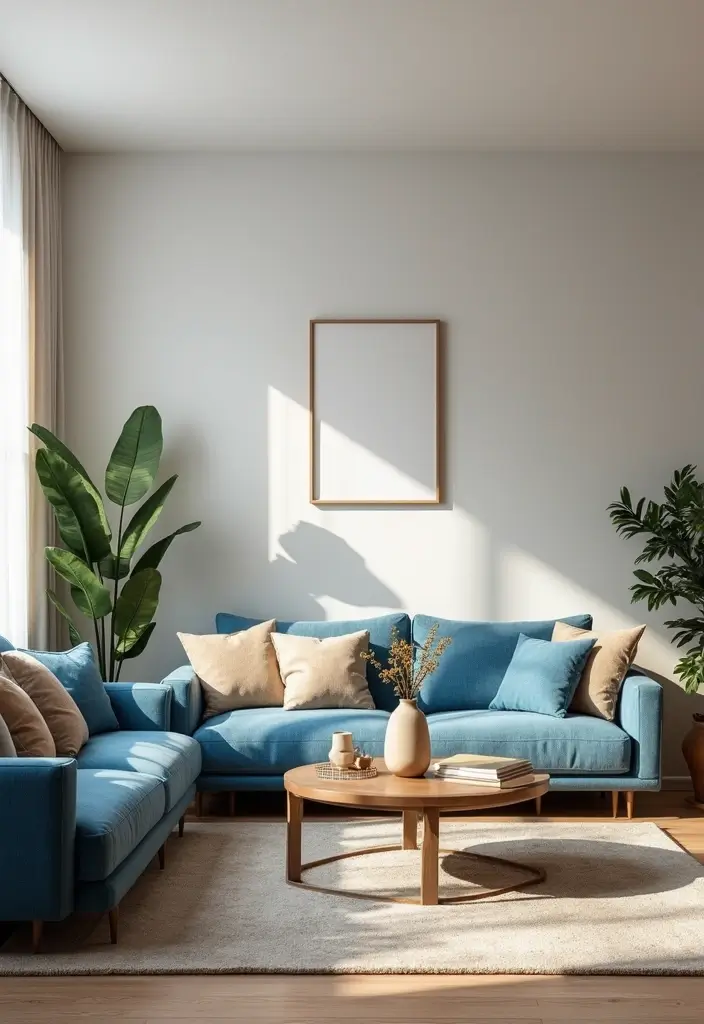 28 Blue and Beige Living Room Ideas That Feel Calm and Balanced - 16. Casual Elegance