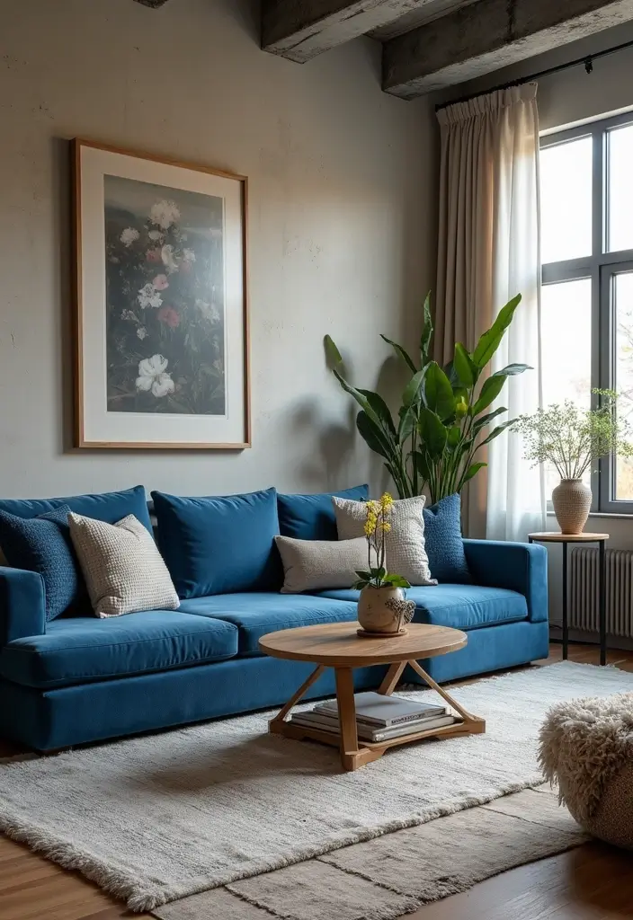 28 Blue and Beige Living Room Ideas That Feel Calm and Balanced - 19. Urban Chic