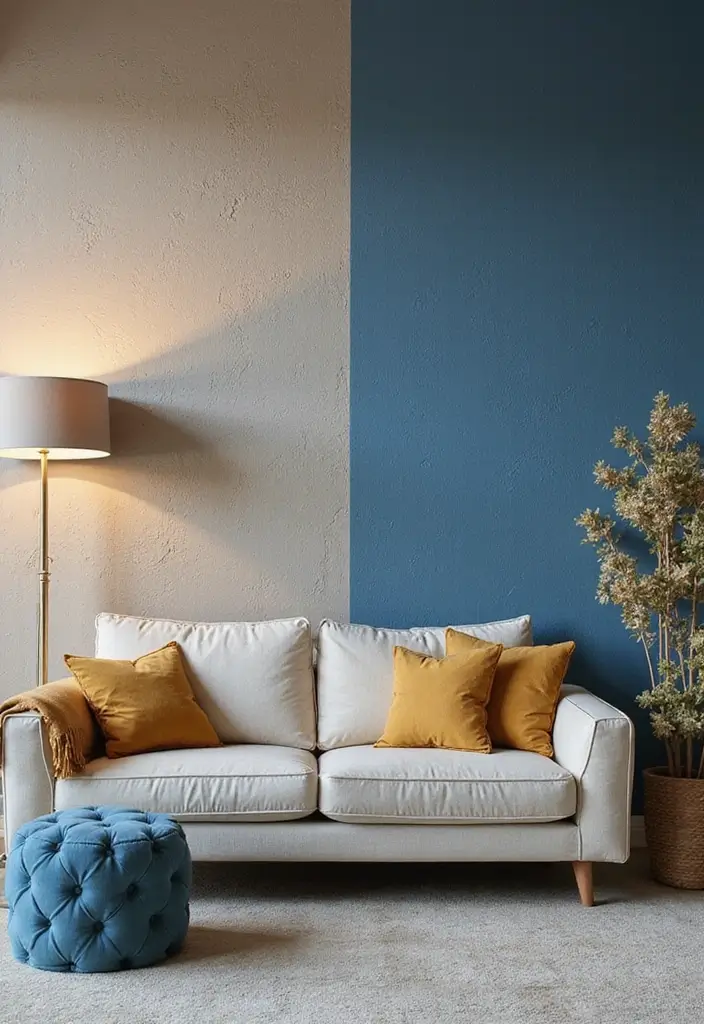 28 Blue and Beige Living Room Ideas That Feel Calm and Balanced - 22. Textured Walls
