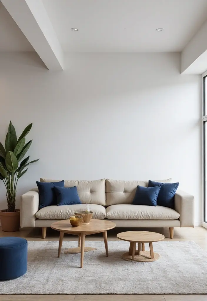 28 Blue and Beige Living Room Ideas That Feel Calm and Balanced - 3. Modern Minimalist