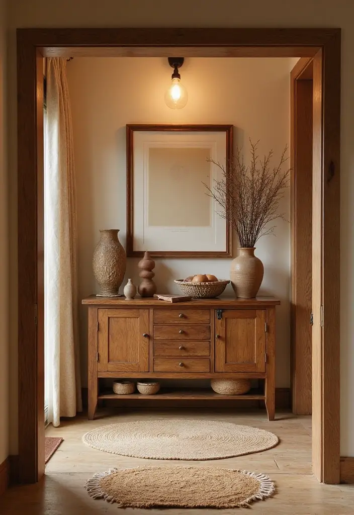 28 Brown and Orange Living Room Ideas That Feel Warm and Inviting - 20. Welcoming Entrance