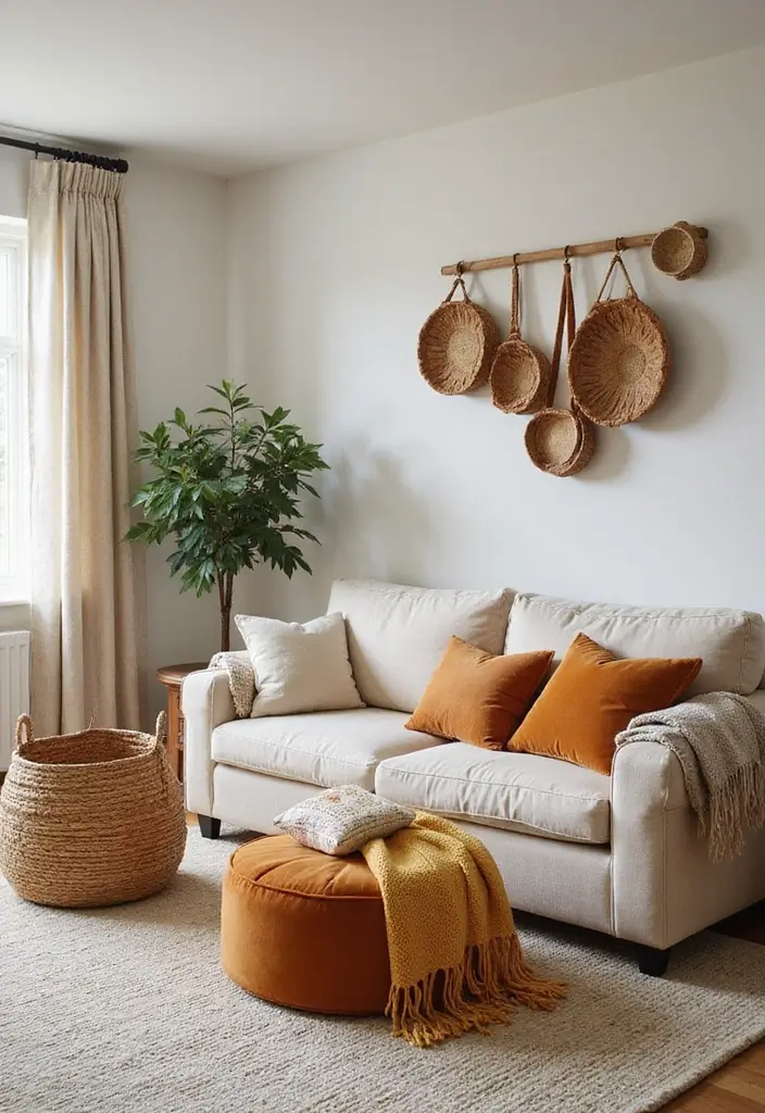 28 Brown and Orange Living Room Ideas That Feel Warm and Inviting - 22. Functional Decor