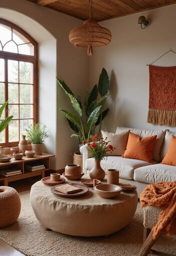 28 Brown and Orange Living Room Ideas That Feel Warm and Inviting - 23. Handcrafted Touches
