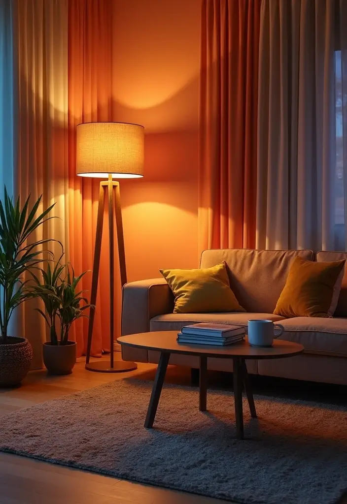 28 Colourful Living Room Ideas That Add Life and Personality - 10. Layered Lighting Magic