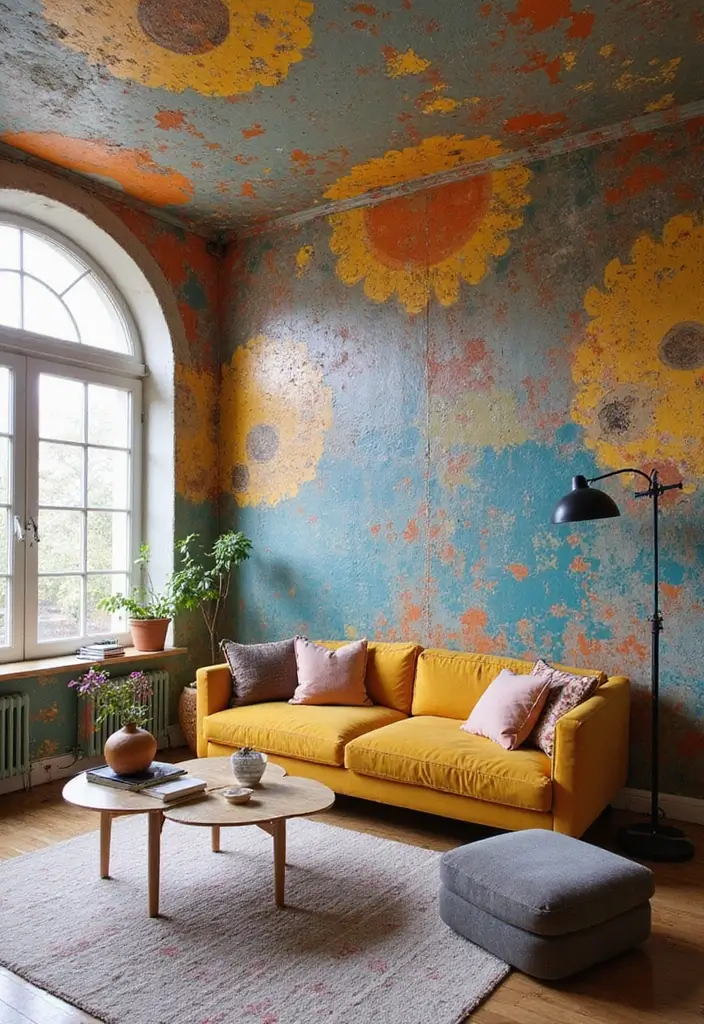 28 Colourful Living Room Ideas That Add Life and Personality - 14. Colorful Ceiling Treatments