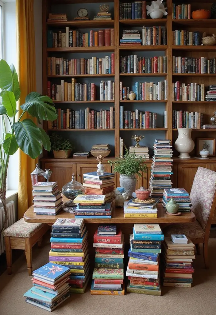 28 Colourful Living Room Ideas That Add Life and Personality - 22. Creative Book Displays