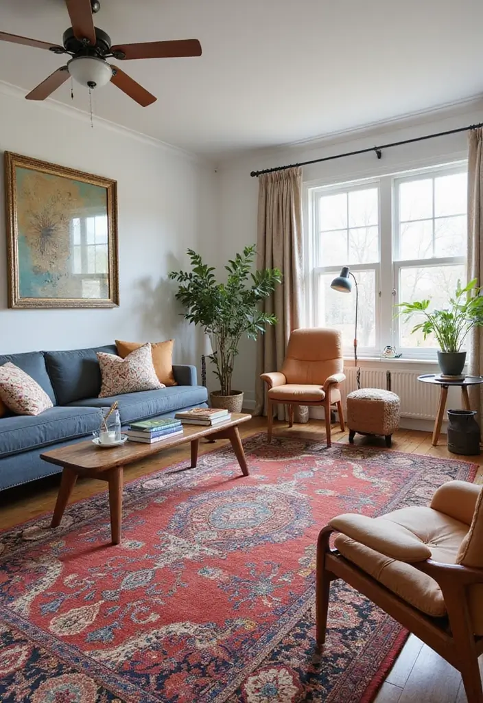 28 Colourful Living Room Ideas That Add Life and Personality - 24. Statement Rugs