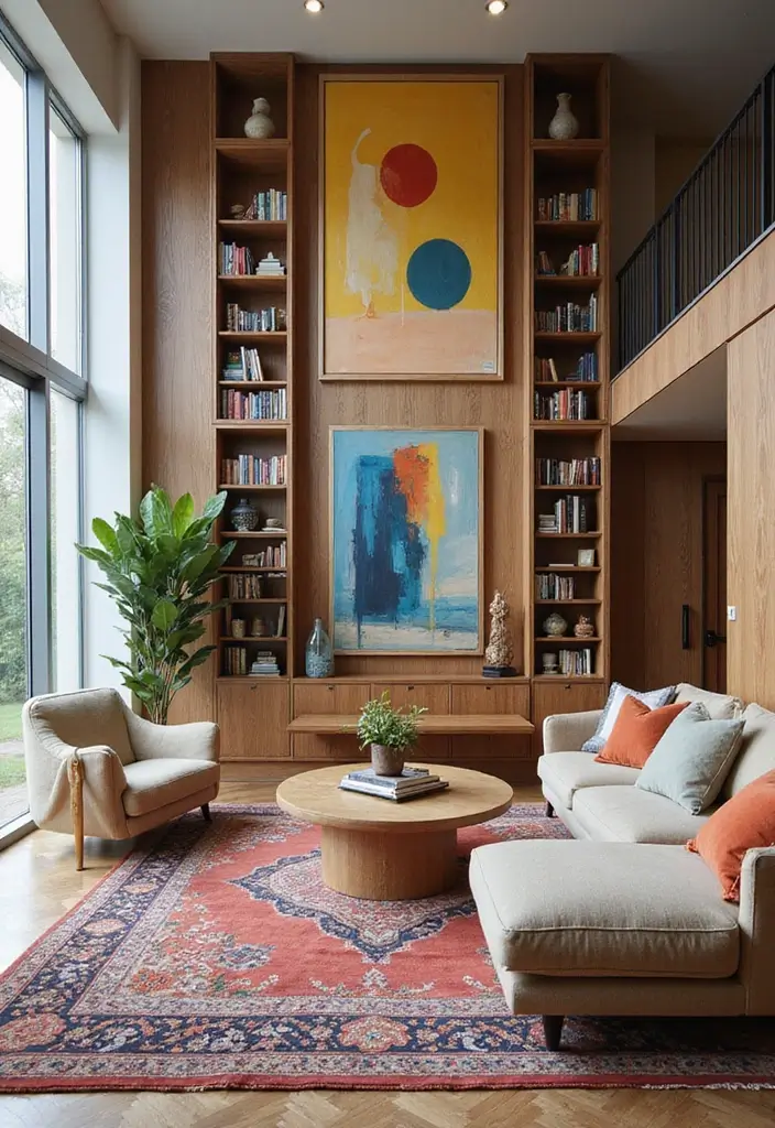 28 Colourful Living Room Ideas That Add Life and Personality - 25. Emphasizing Vertical Space