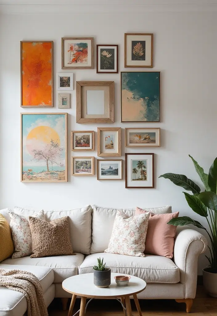 28 Colourful Living Room Ideas That Add Life and Personality - 4. Artistic Displays