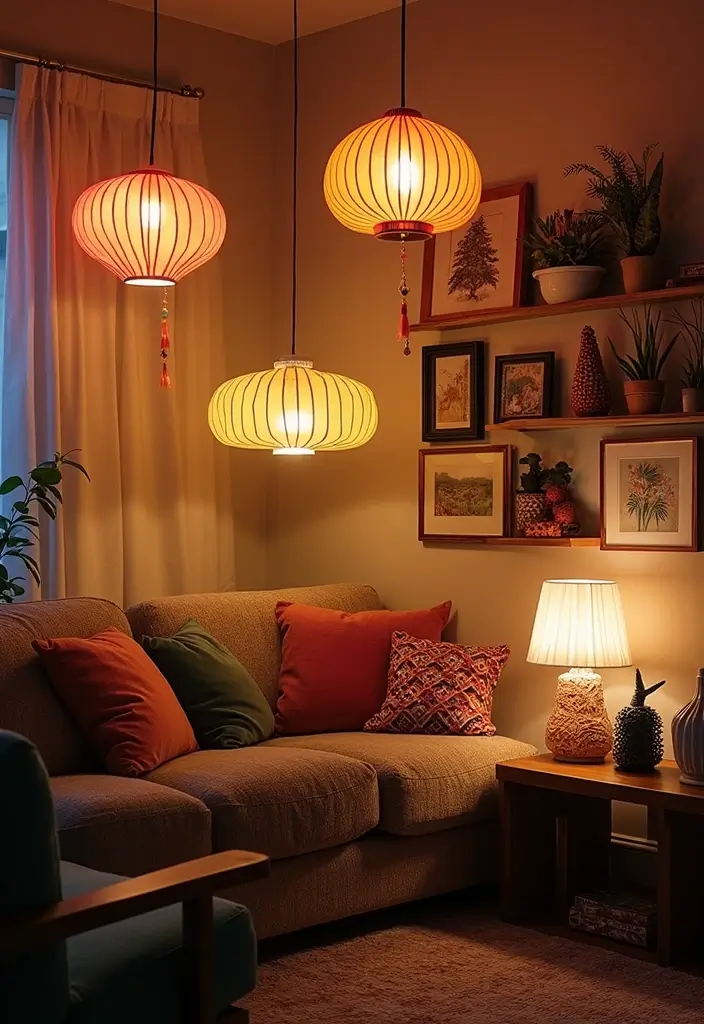 28 Colourful Living Room Ideas That Add Life and Personality - 5. Playful Light Fixtures