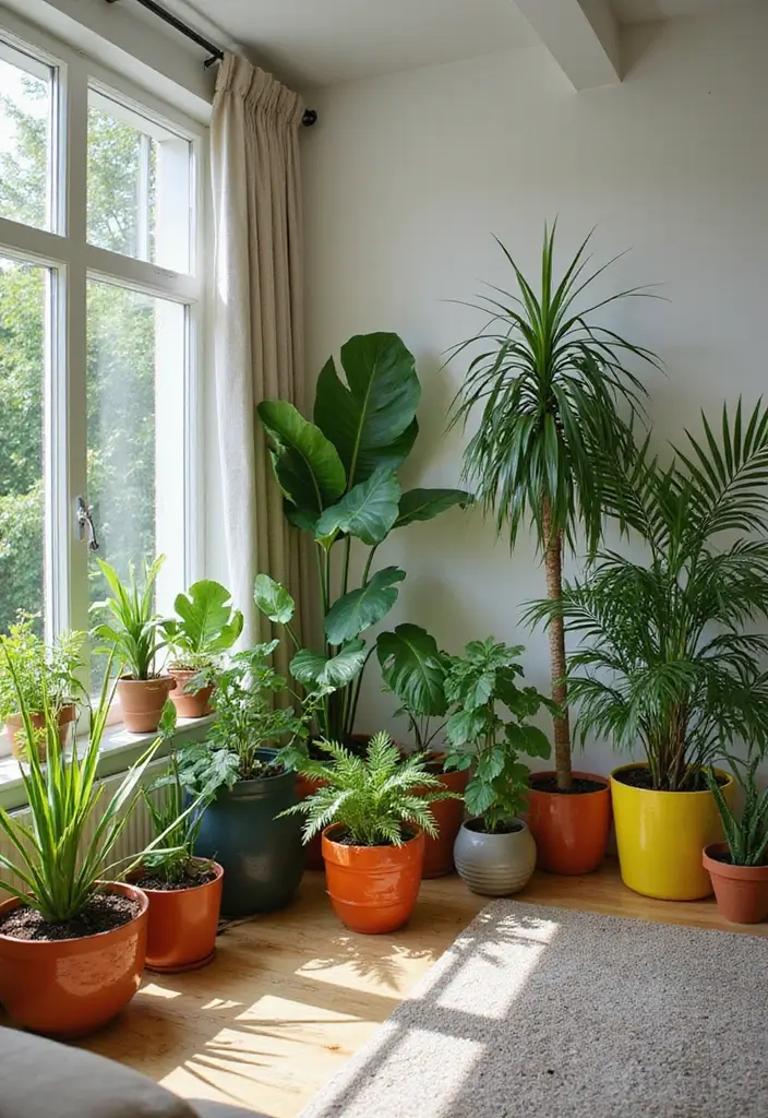 28 Colourful Living Room Ideas That Add Life and Personality - 8. Greenery Galore