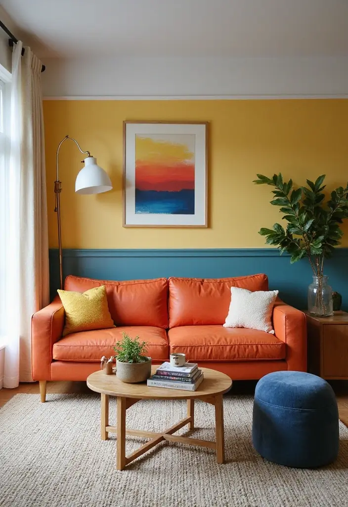 28 Front Living Room Ideas That Make the Perfect First Impression - 13. Color Block Approach