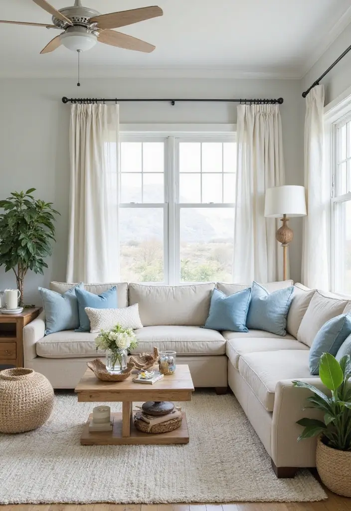 28 Front Living Room Ideas That Make the Perfect First Impression - 16. Coastal Calm