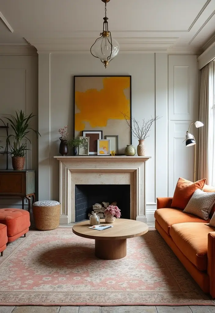 28 Front Living Room Ideas That Make the Perfect First Impression - 17. Eclectic Elegance