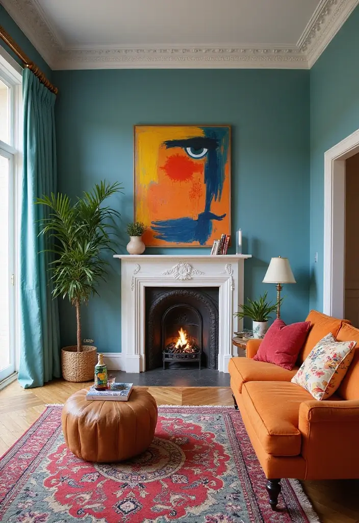 28 Front Living Room Ideas That Make the Perfect First Impression - 20. Artistic Flair