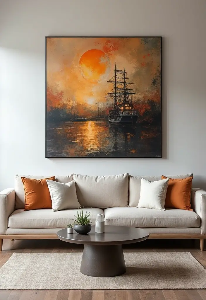28 Front Living Room Ideas That Make the Perfect First Impression - 8. Statement Art Pieces