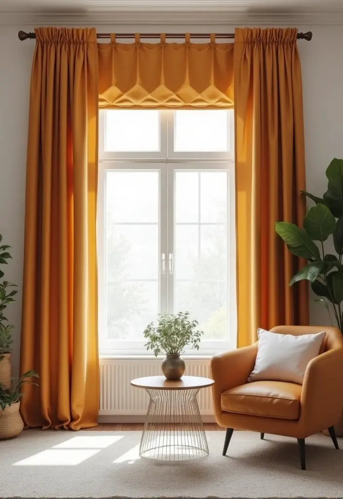 28 Living Room Valance Ideas That Frame Windows Perfectly - 10. Bright Geometric Valance