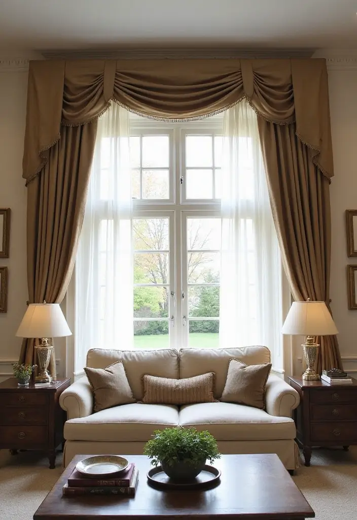 28 Living Room Valance Ideas That Frame Windows Perfectly - 16. Classic Roman Valance