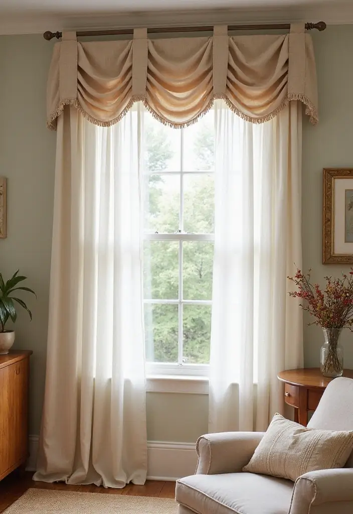 28 Living Room Valance Ideas That Frame Windows Perfectly - 28. Soft Chenille Valance