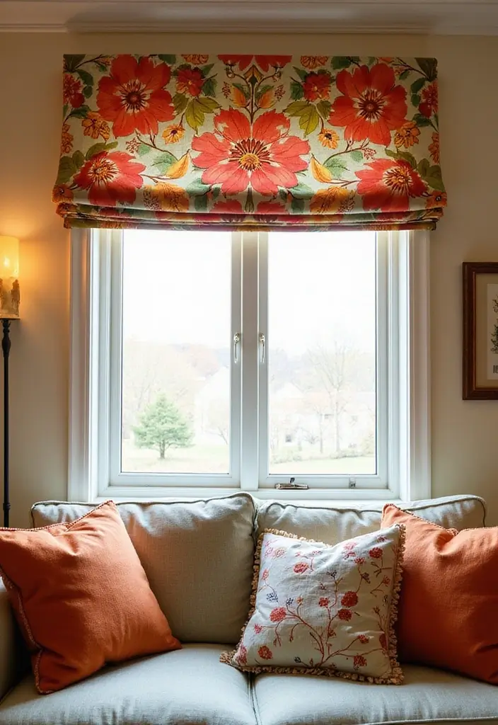 28 Living Room Valance Ideas That Frame Windows Perfectly - 3. Colorful Fabric Valance