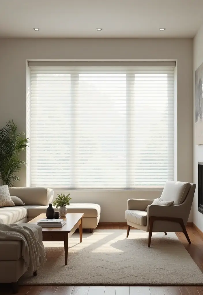 28 Living Room Valance Ideas That Frame Windows Perfectly - 5. Minimalist Blinds Valance