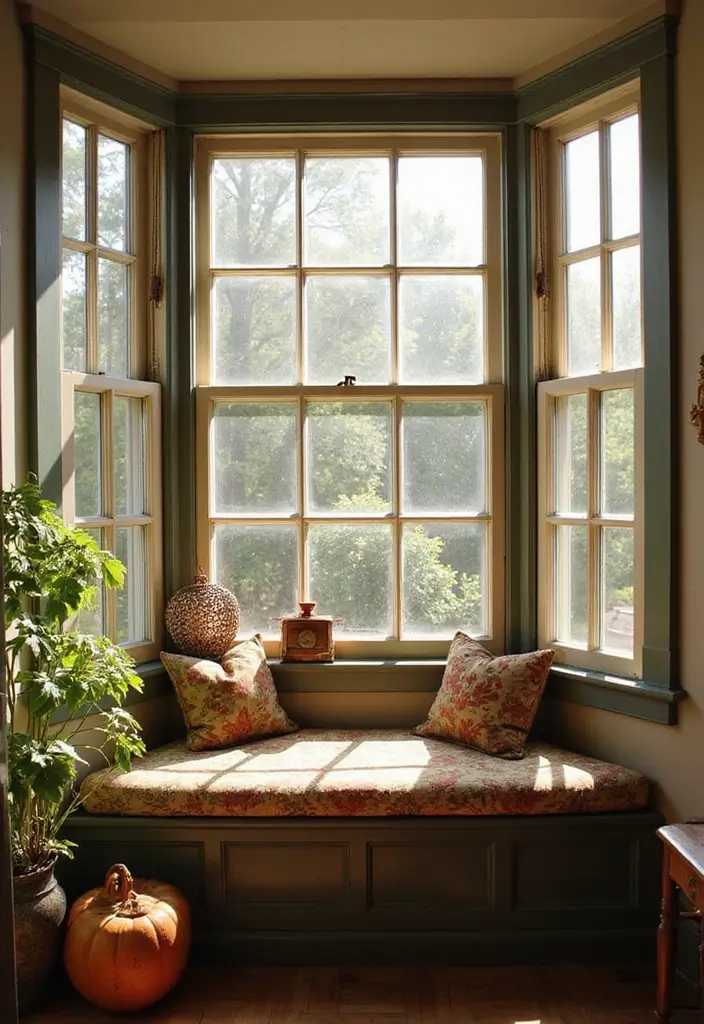 28 Living Room With Bay Window Ideas That Add Light and Comfort - 10. Vintage Charm with a Twist