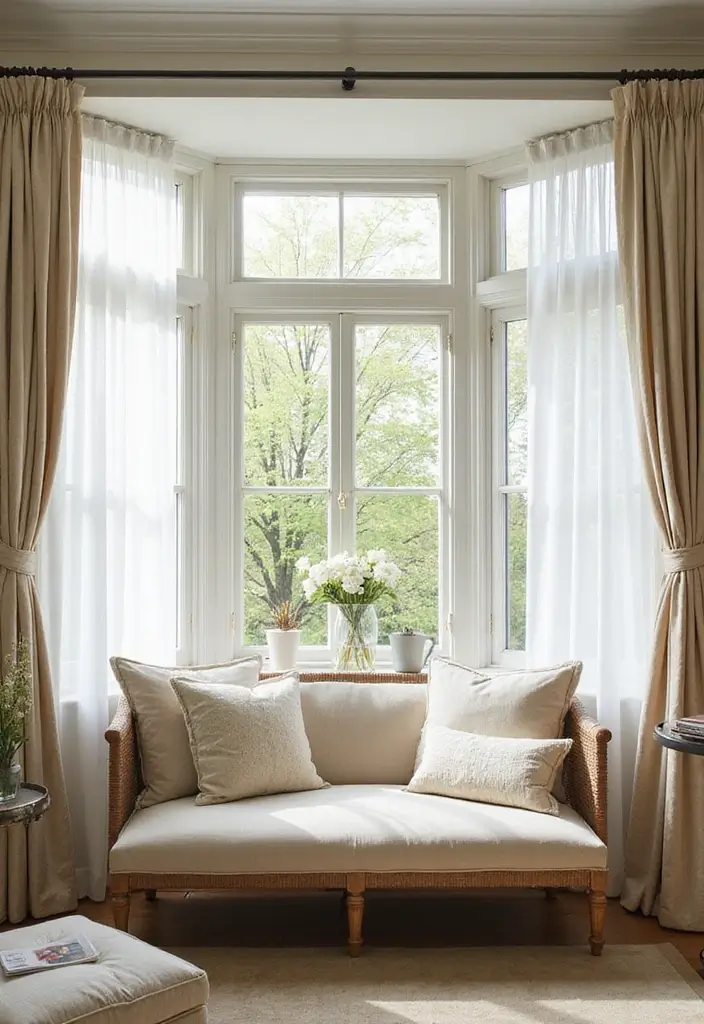 28 Living Room With Bay Window Ideas That Add Light and Comfort - 11. Light and Airy Aesthetic
