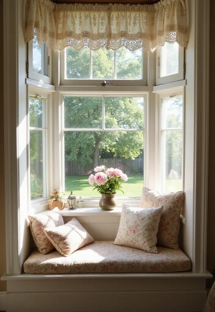 28 Living Room With Bay Window Ideas That Add Light and Comfort - 4. Classic Cottage Charm