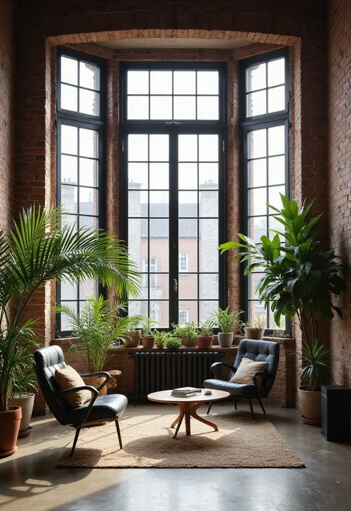 28 Living Room With Bay Window Ideas That Add Light and Comfort - 5. Modern Industrial Edge