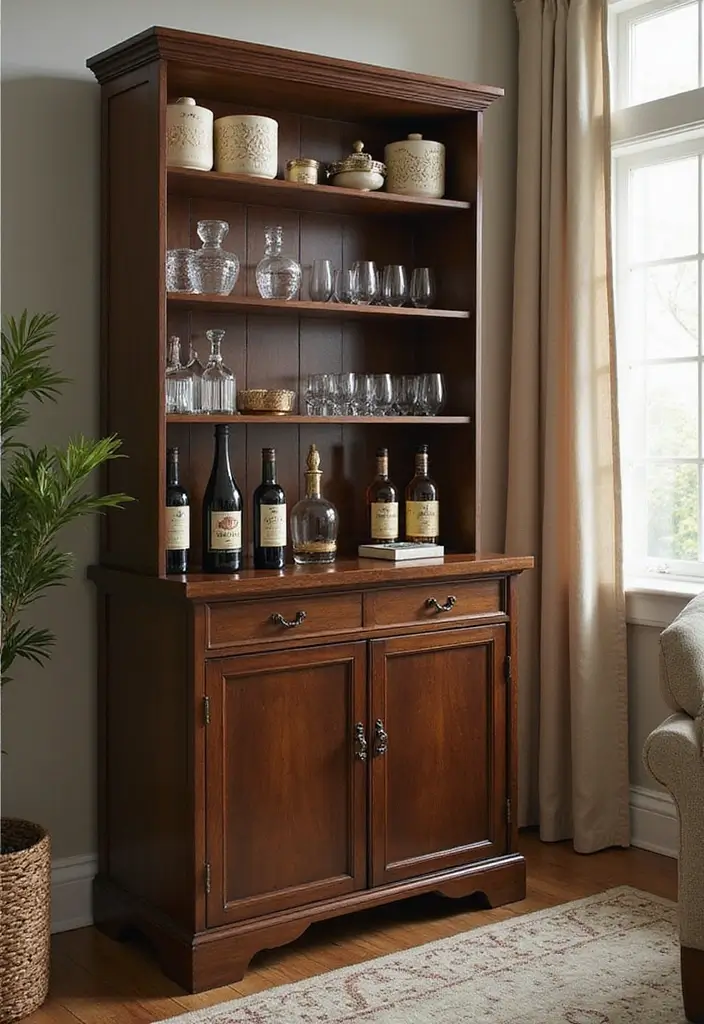 28 Mini Bar Ideas for Small Space Living Rooms That Feel Functional and Fun - 11. Mini Bar Cabinet